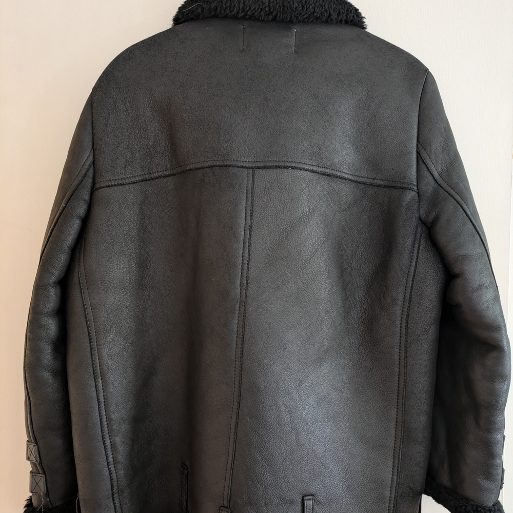 Acne Black Leather Jacket with Shearling - Picture 2 of 7